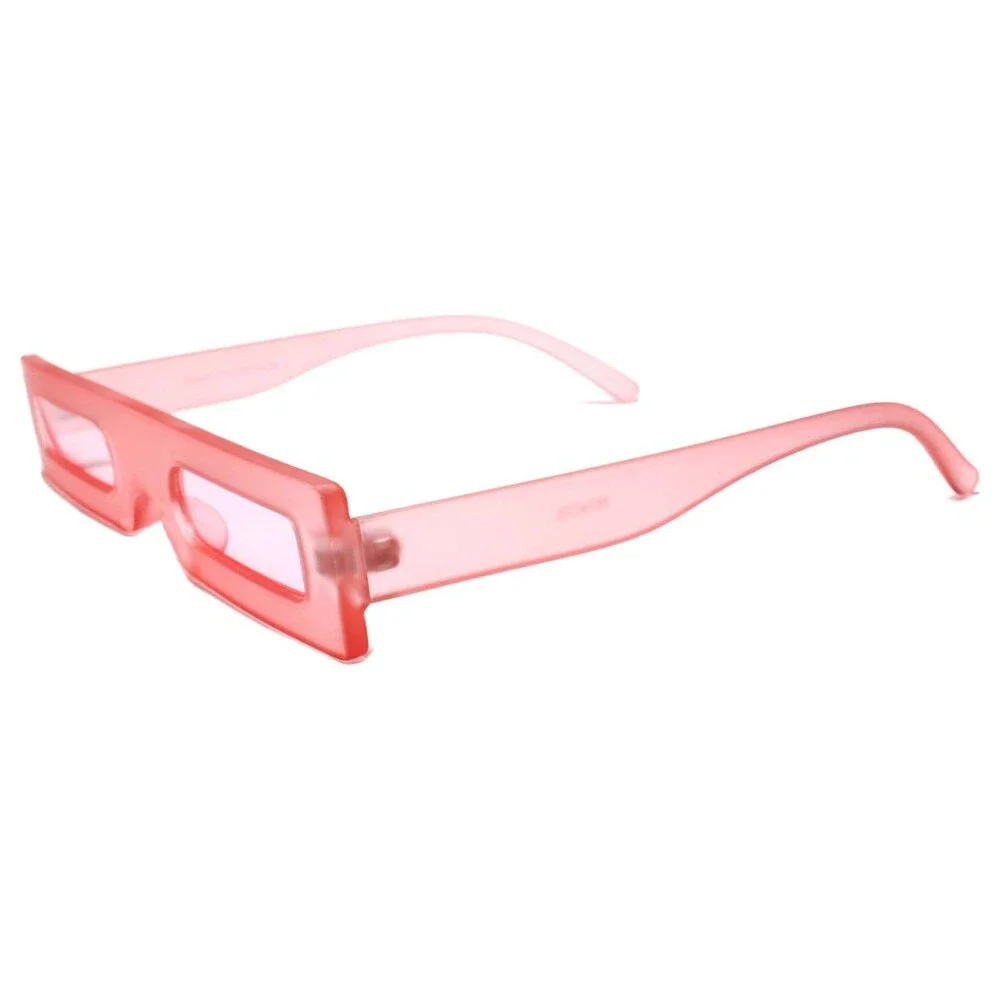 Funky Vintage Retro Hip Indie Hippie Mens Womens Rectangle Pink Frame Sunglasses